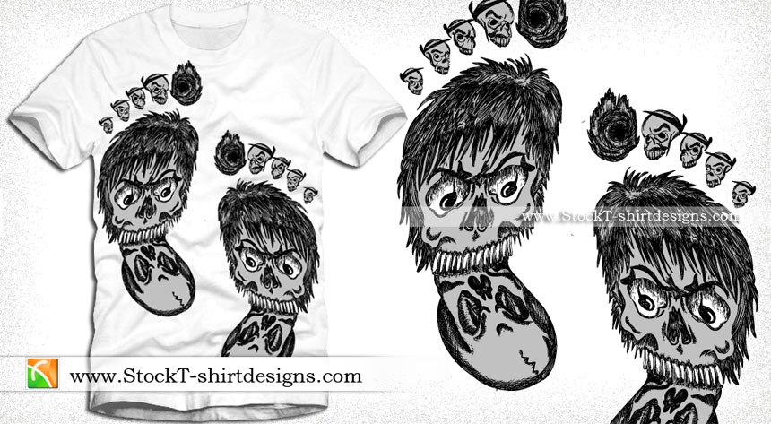 Vector T-shirt Design with Foot Face