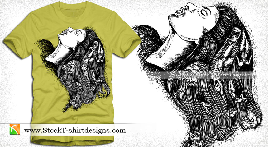 Apparel Vector T-shirt Design with Woman
