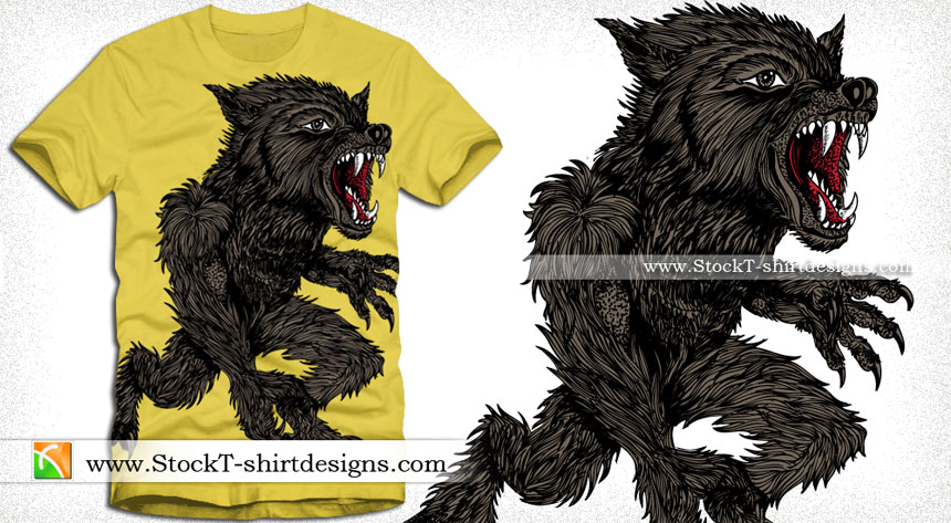 Vector Apparel T-shirt Design with Demon Wolf