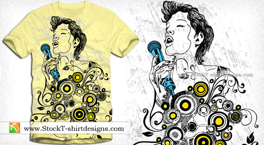 Apparel Vector T-shirt Design with Singing Girl