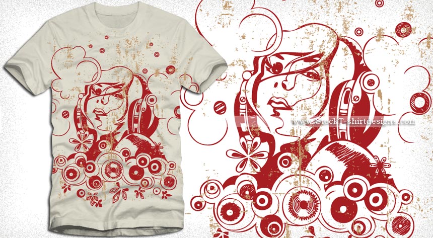 Vector T-shirt Design with Beautiful Girl | Vector T-Shirt Designs ...