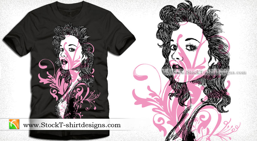 Vector T-shirt Design with Beautiful Girl