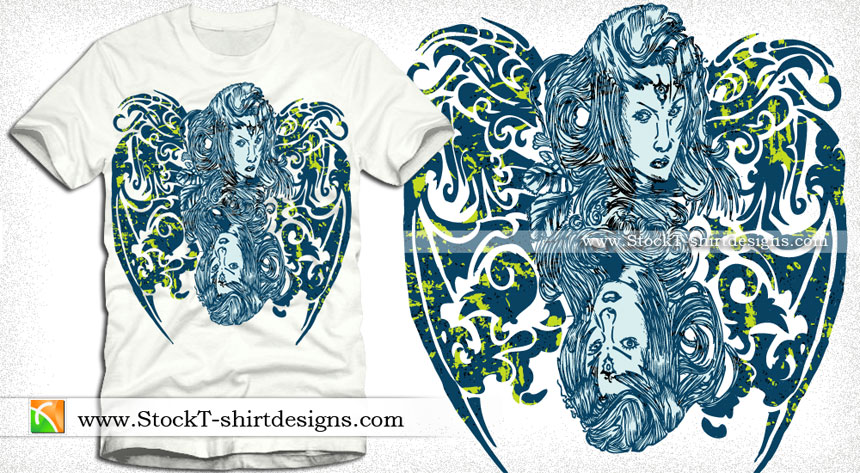 Beautiful Woman with Floral Vector T-shirt Design
