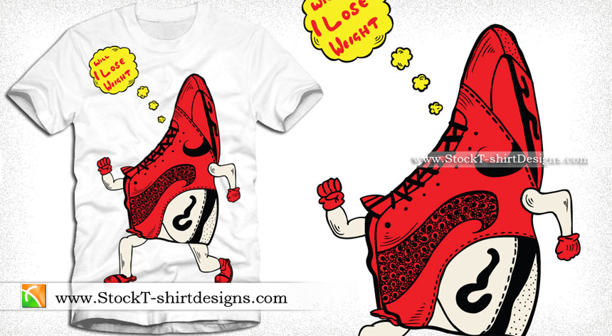 Cartoon Sneaker Vector Graphic T-shirt Design