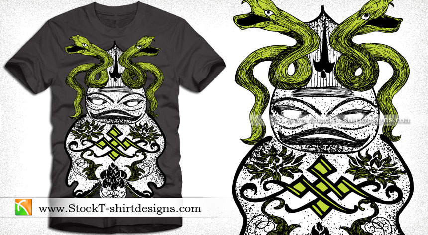 Snake with Cartoon Vector T-shirt Designs