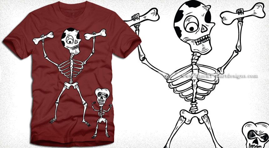 Dancing Skeletons Tee Shirt Design Vector