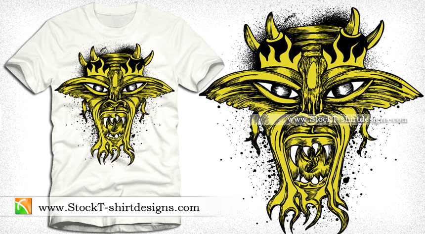 Demon Face Vector Tee Graphic Design