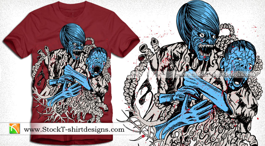 Demon Man Attack on Boy Vector T-shirt Design