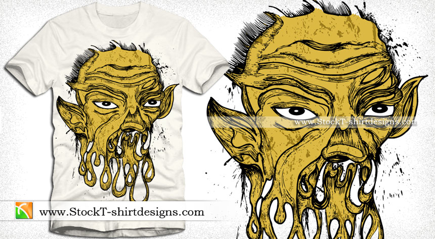 Vector T-shirt Design with Demon Man