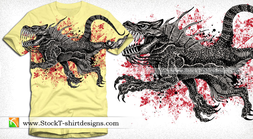 Dragon T-shirt Vector Graphic Design with Grunge