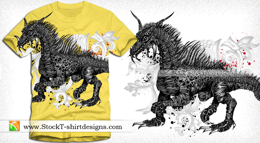 Dragon T-shirt Design with Floral Illustration