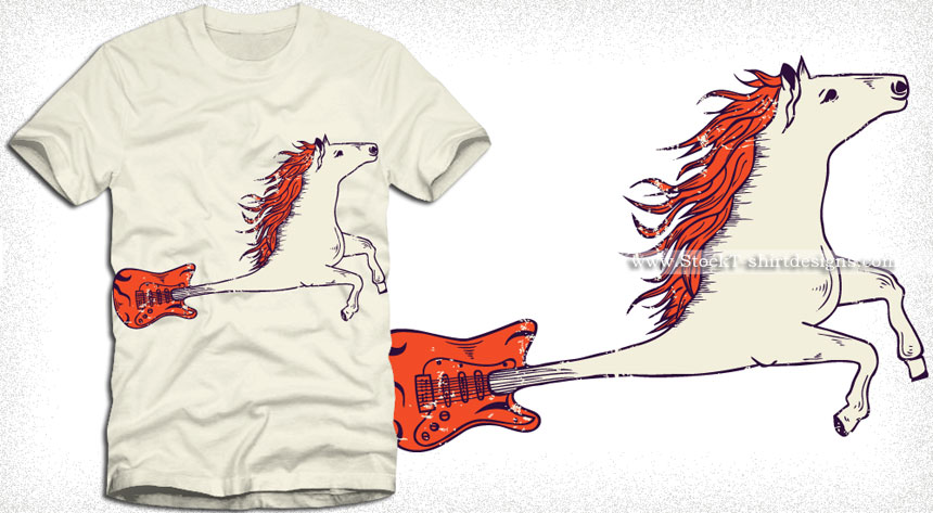 Flying Horse Guitar Vector T-shirt Design