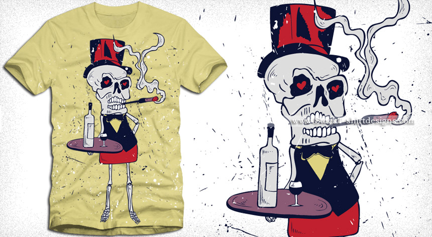 Halloween Skeleton Bar Server Vector T-shirt Design