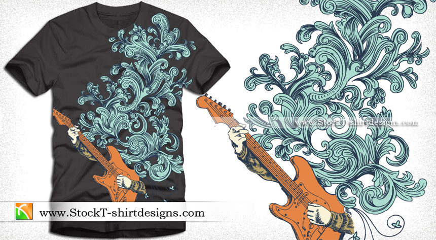 Hands Playing Guitar Vector T-shirt Graphic Design