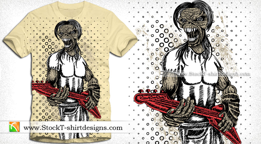 Demon Man with Music Guitar Vector T-shirt Design