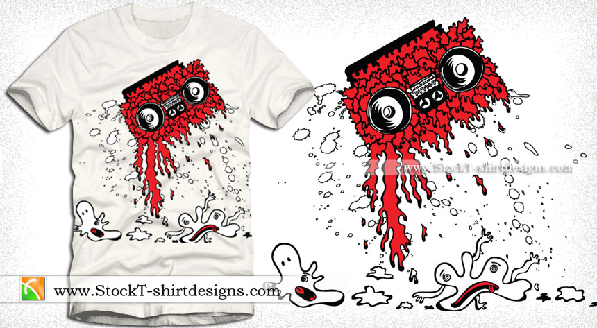 Music T-shirt Graphics Vector with Cassette and Cartoon Bubbles