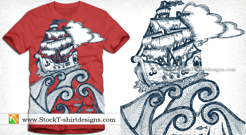 Pirate Ship Vector T-shirt Design