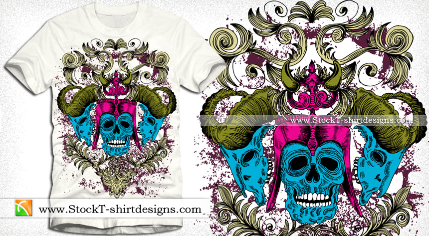 Vintage Skull Emblem Vector Tee Graphic Design