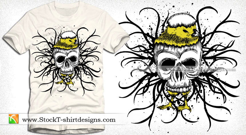 Vector T-shirt Design with Skull