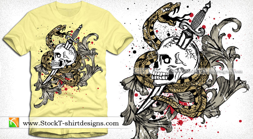 Skull and Snake Vector T-shirt Design