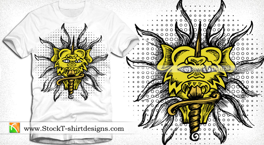 Demon with Sword Vector Tee Design