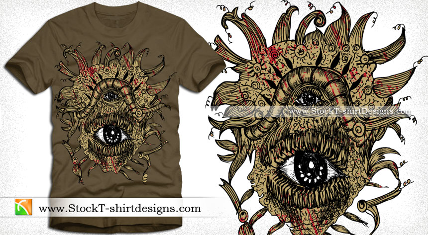 Vector T-shirt Design with Horror Eyes