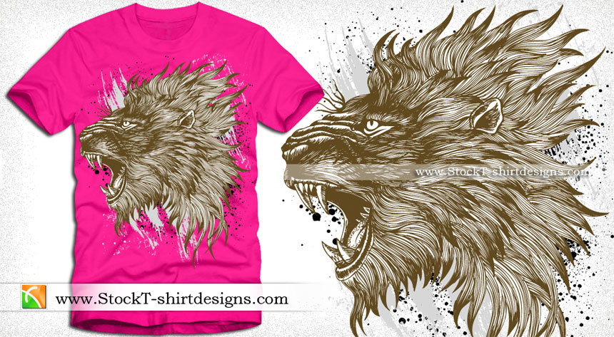 Vector T-shirt Graphics with Lion Head
