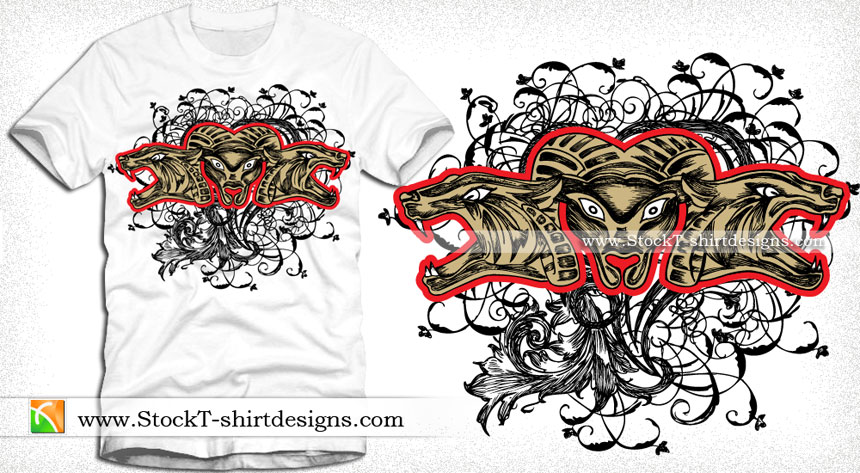 Tee Vector Design with Animal and Floral