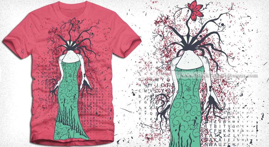Vector T-shirt Design with Beautiful Girl | Vector T-Shirt Designs ...