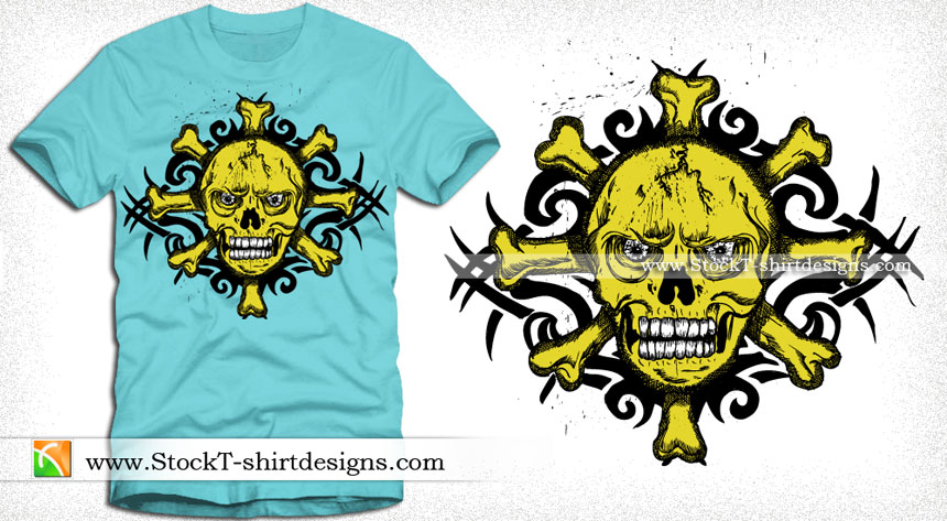 Vector Tribal Tattoo Skull T-shirt Design
