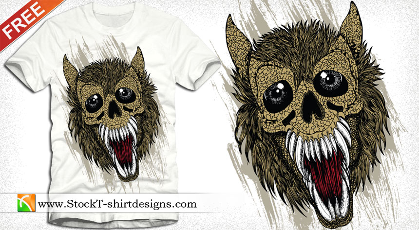 Free Vector T-shirt Design with Wolf