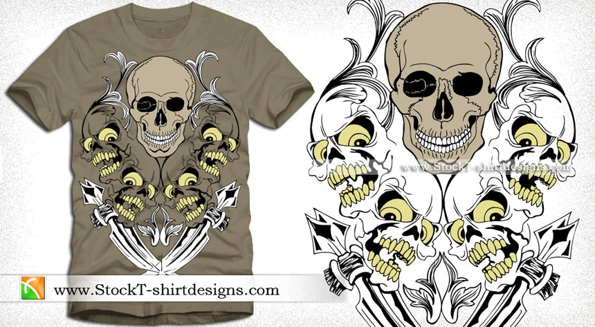Vector Shirt Design with Skull and Sword