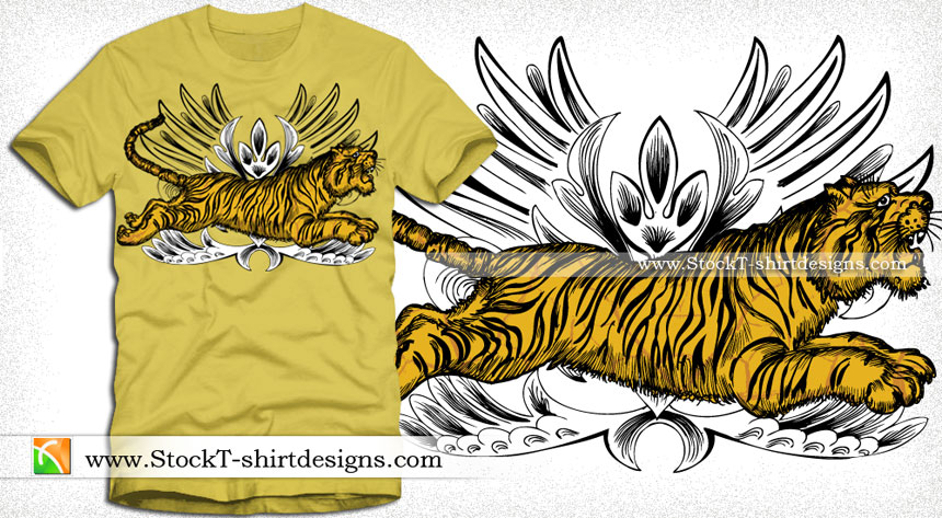 Vector T-shirt Design with Tiger