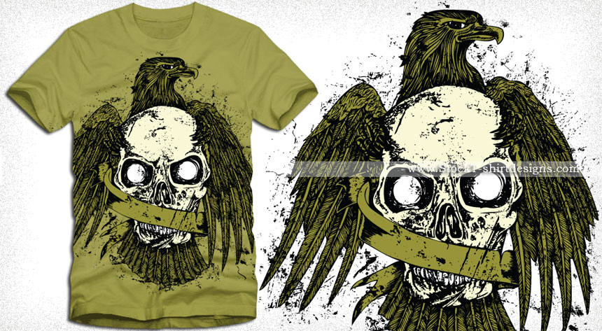 Eagle T-shirt Design with Skull