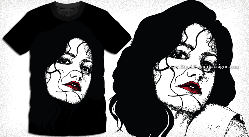 Vector Graphics T-shirt Design with Beautiful Girl