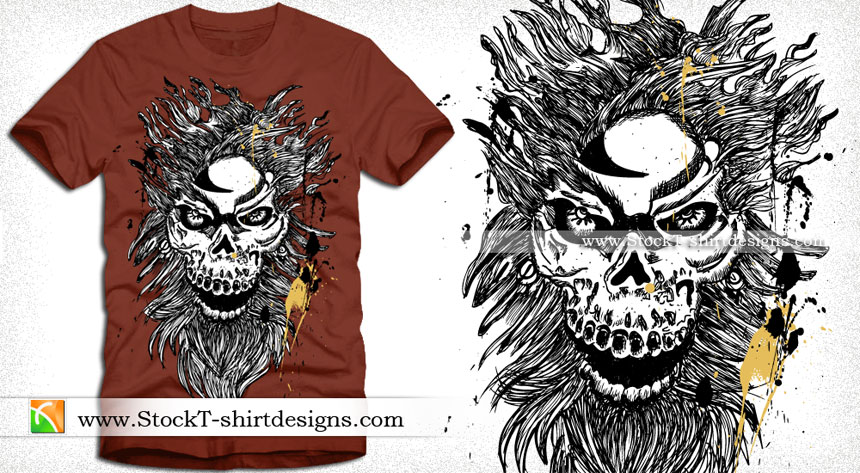 Vector T-shirt Design with Horror Skull