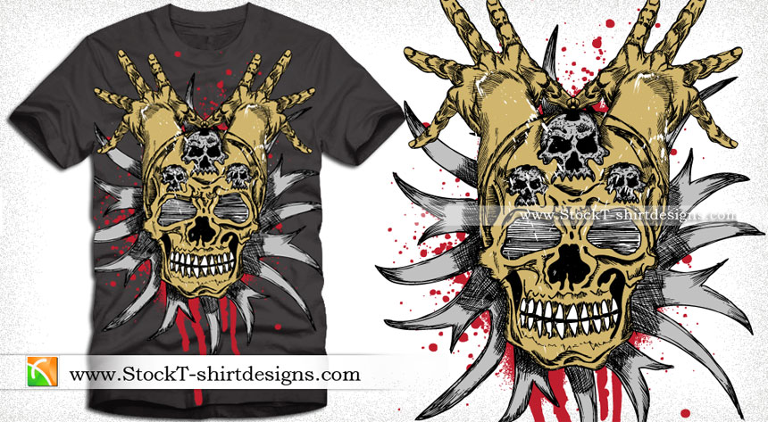 Vector T-shirt Design with Skull