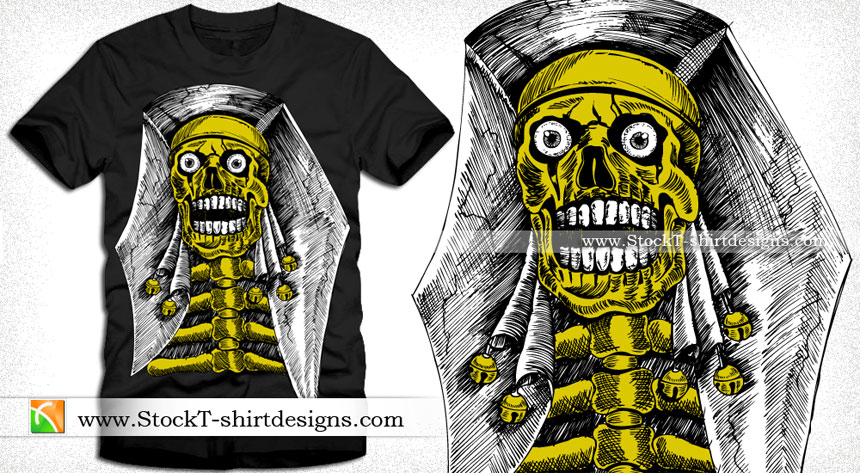 Vector T-shirt Graphics with Skeleton Skull