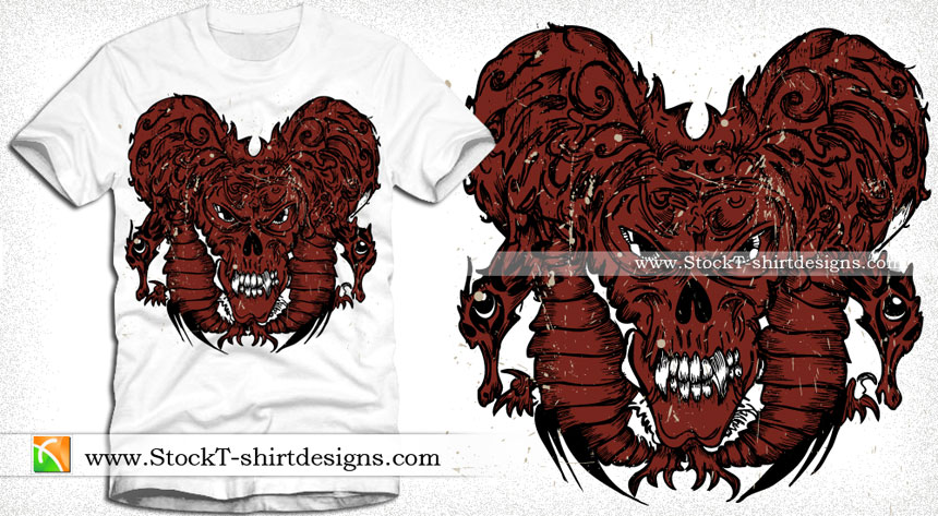 Vector Tee Design with Demon Bug