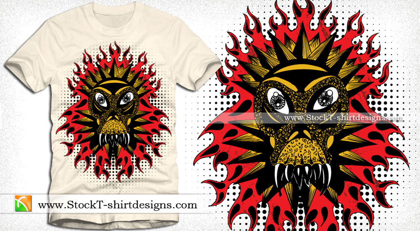 Demon Fire Flame Vector T-shirt Design Illustration