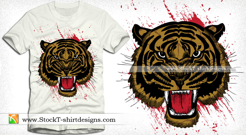 Vector Tee Graphics Design with Tiger