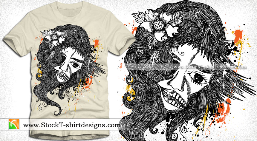 Vector Tshirt Design with Woman