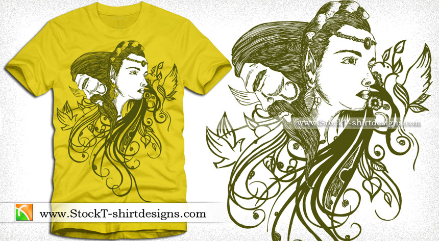 Vector T-shirt Design with Woman and Man