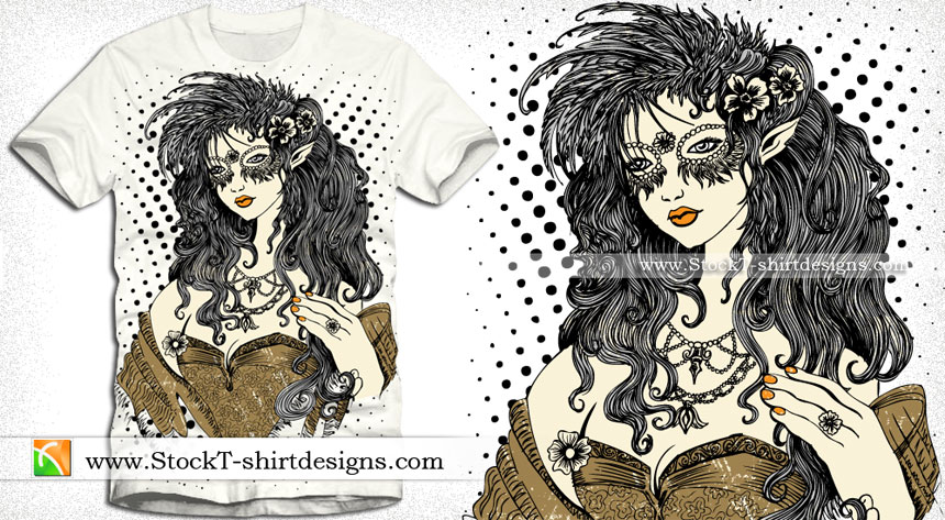 vintage Beautiful Girl Vector T-shirt Design Illustration