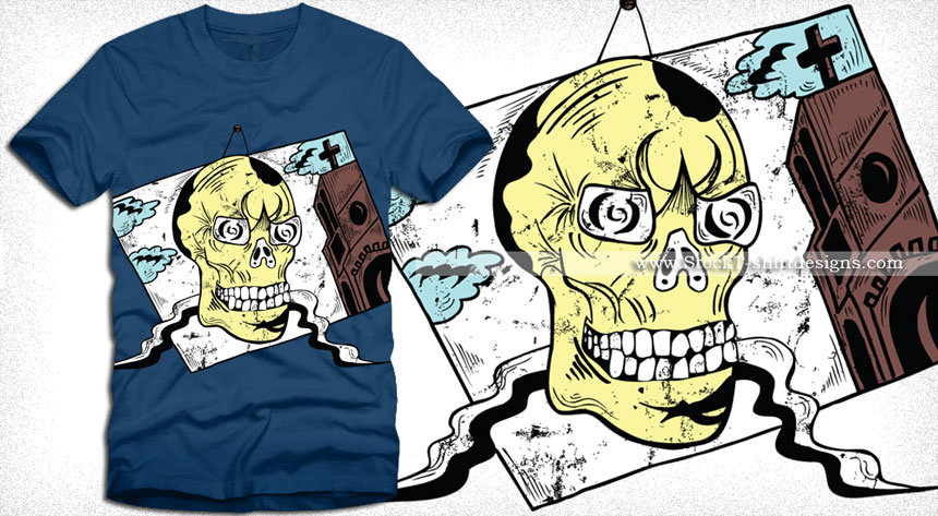 Vintage Skull Portrait T-shirt Design Vector Graphics