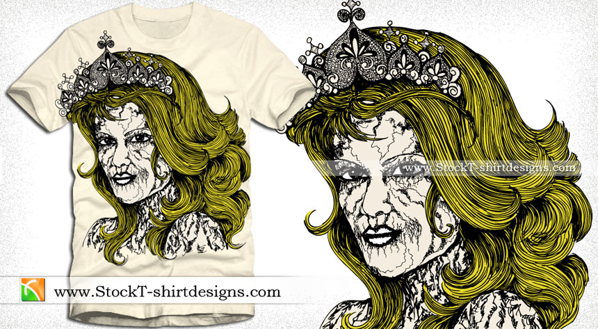 Vector T-shirt Design with Vintage Victorian Women