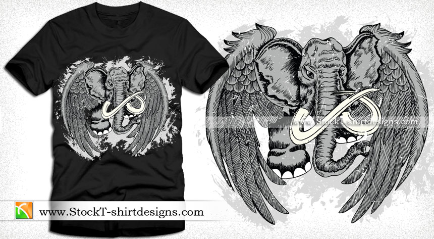 Winged Elephant Vector T-shirt Design