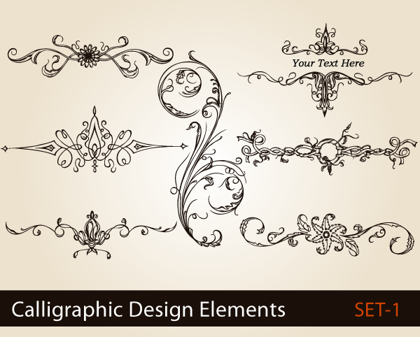 Calligraphic Design Elements Vector Set-1