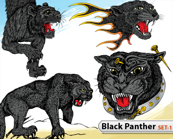 Black Panther Vector -Set-1 | Vector & Photoshop Brushes | Stock