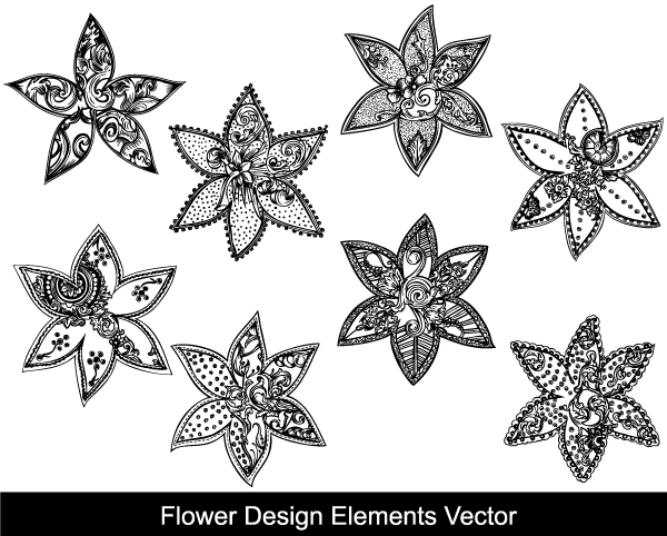 Flower Design Elements Vector